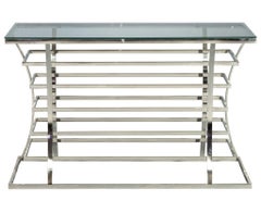 Jack Fhillips Stainless Steel and Glass Console Table
