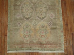 Turkish Oushak Runner with Pink Hues