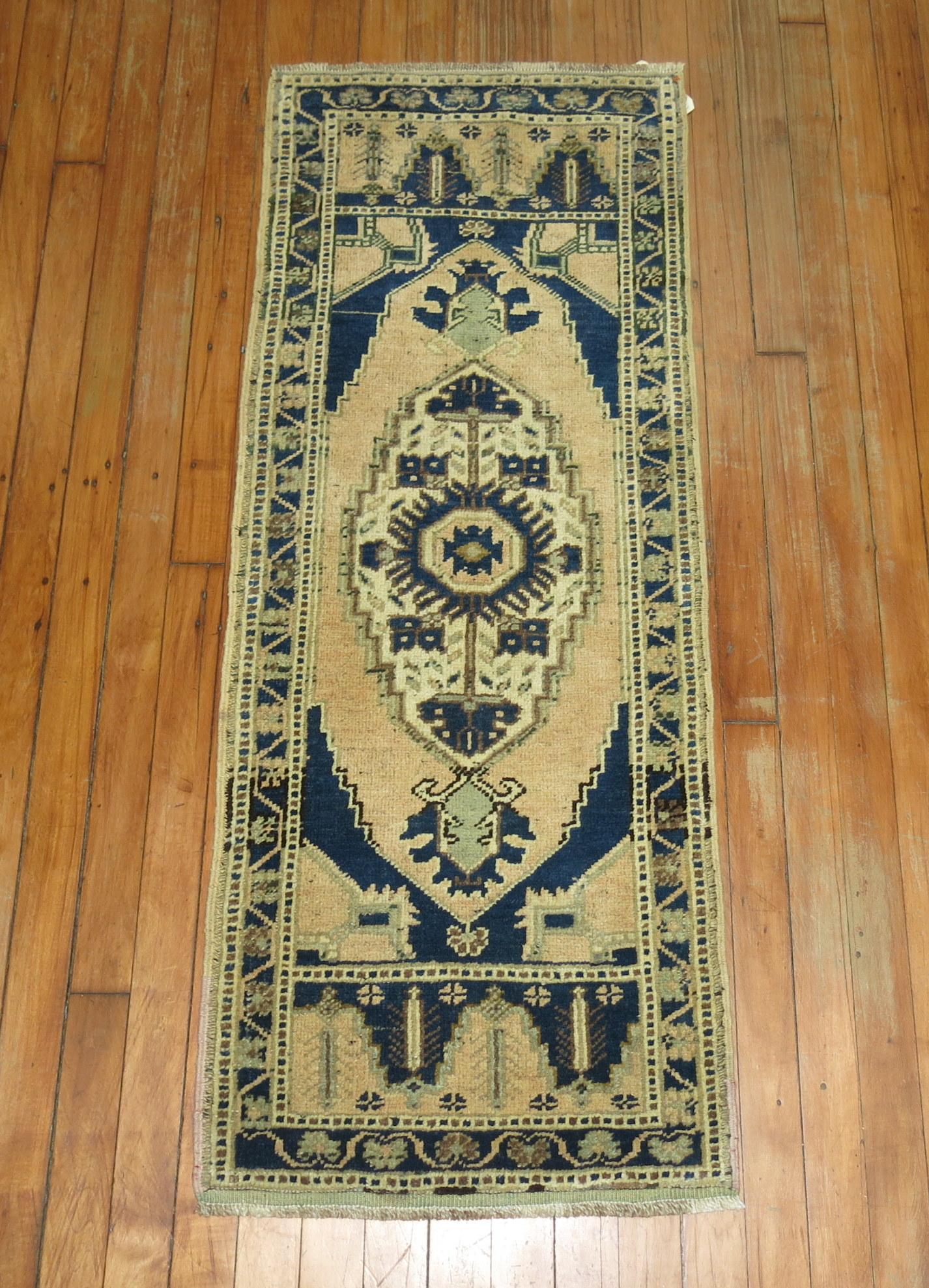 One of kind vintage Turkish throw rug.