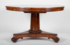 Large English Regency Crotch Mahogany Tilt-Top Table