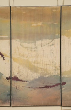 Large Triptych Oil on Fabric Painting