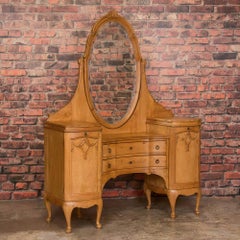 Antique Danish Pine Vanity with Beveled Mirror