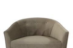 Pair of Italian Barrel Back Lounge Chairs in Champagne Mohair, 1950s