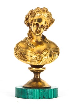 19th Century Victorian Malachite & Ormolu Mounted Portrait Bust