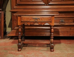 Mid-18th Century, French, Louis XIII Carved Walnut Table Desk with Center Drawer