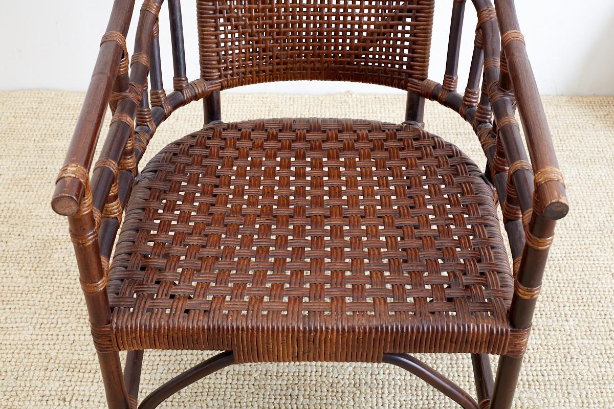 McGuire Style Bamboo Barrel Back Lounge Chairs 13