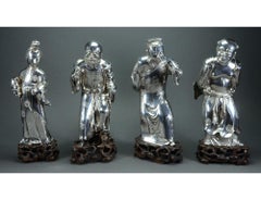 Silver Figures of Eight Immortals Yangqinghe Jiuji Marks, Late Qing Dynasty