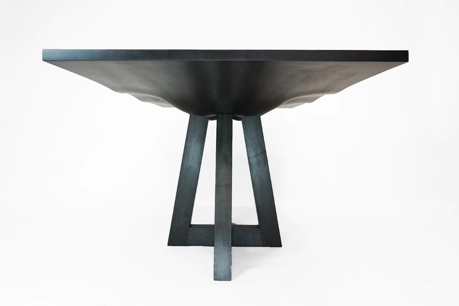 Organic Modern Contemporary Ebonized Dining Table in Carved Walnut For Sale