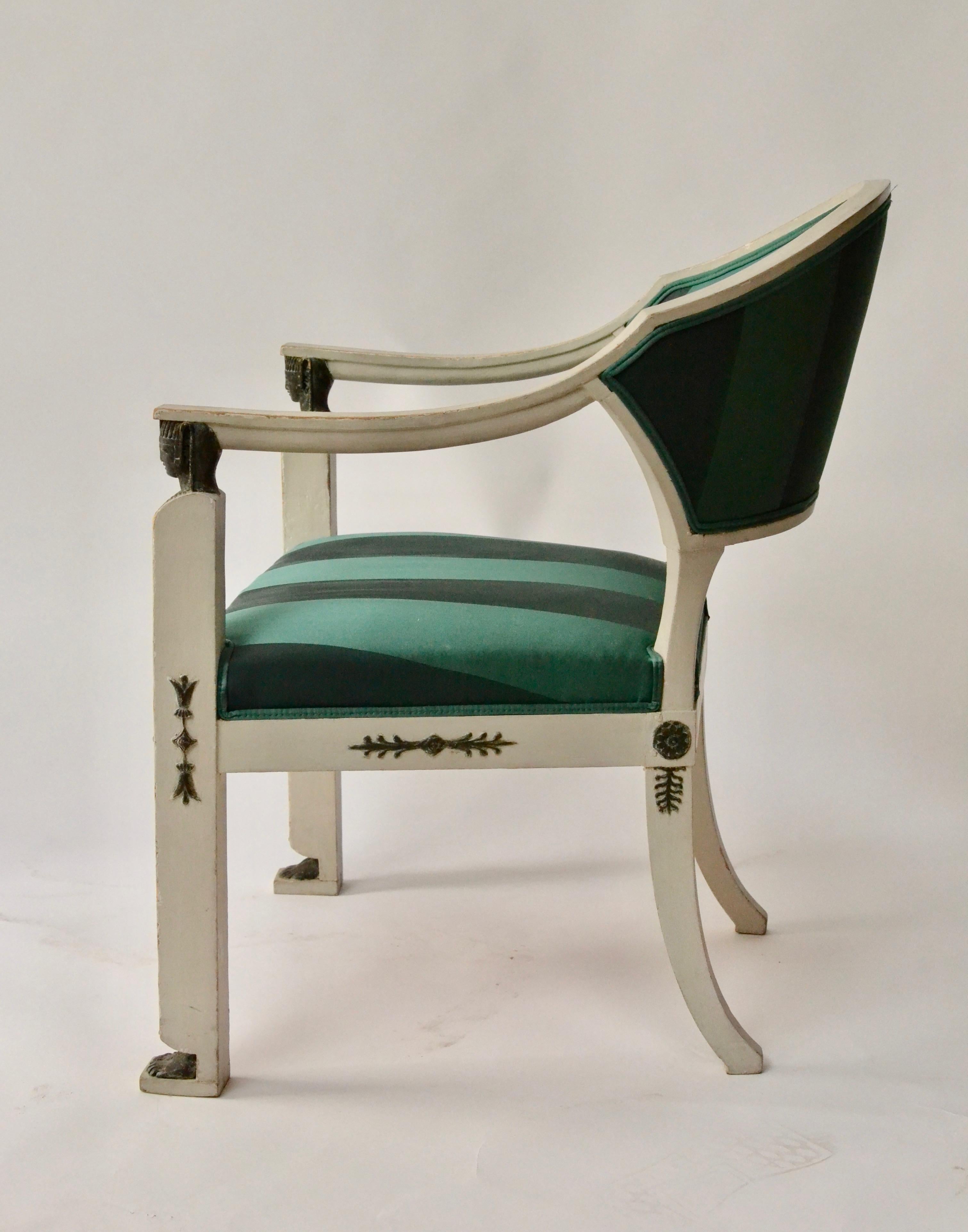 Painted Pair of Swedish Gustavian Armchairs Made by Ephraim Stahl, Stockholm