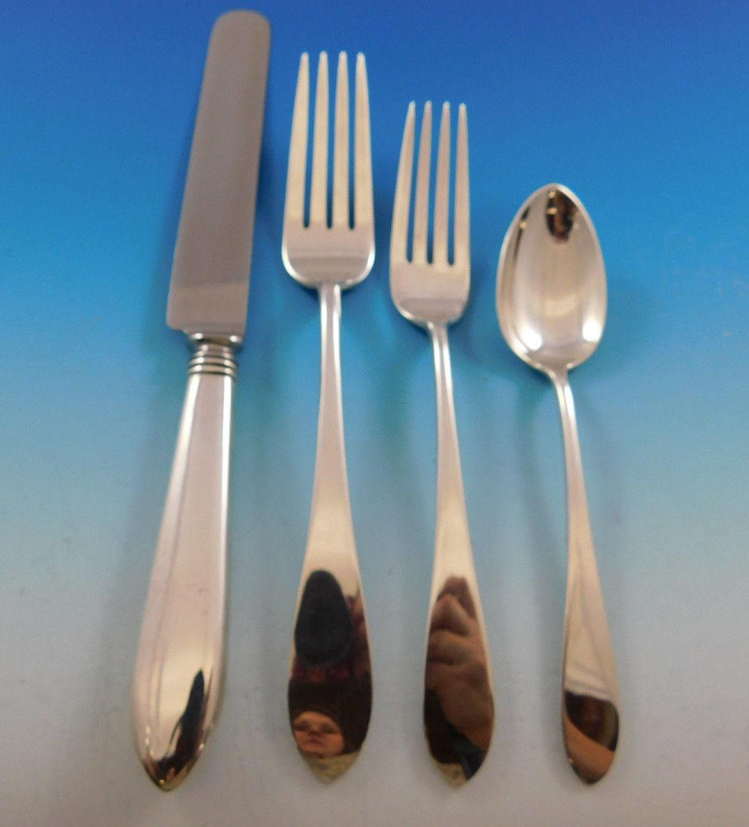 Pointed End by AJ Stone Sterling Silver Flatware Service Set Dinner 218 Pieces In Excellent Condition For Sale In Big Bend, WI