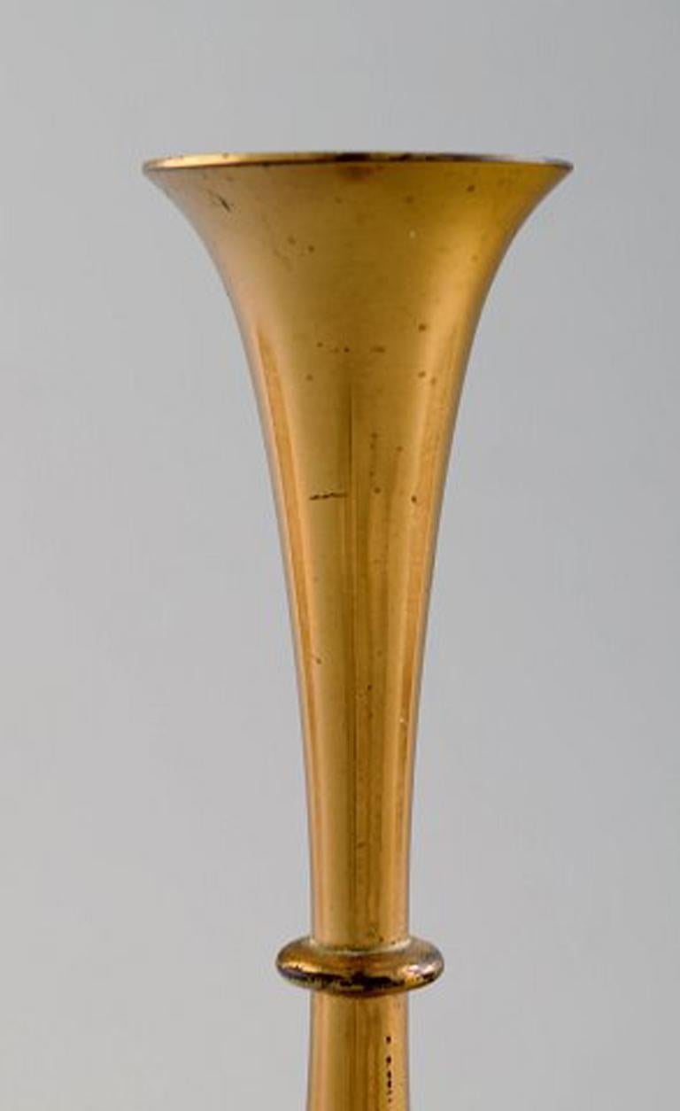 Scandinavian Modern Jens Quistgaard Style of Danish Design, 1960s a Pair of Candlesticks in Brass
