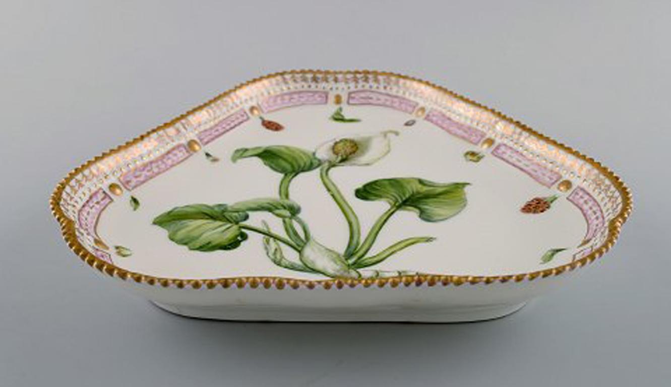 Neoclassical Royal Copenhagen Flora Danica Triangular Porcelain Dish