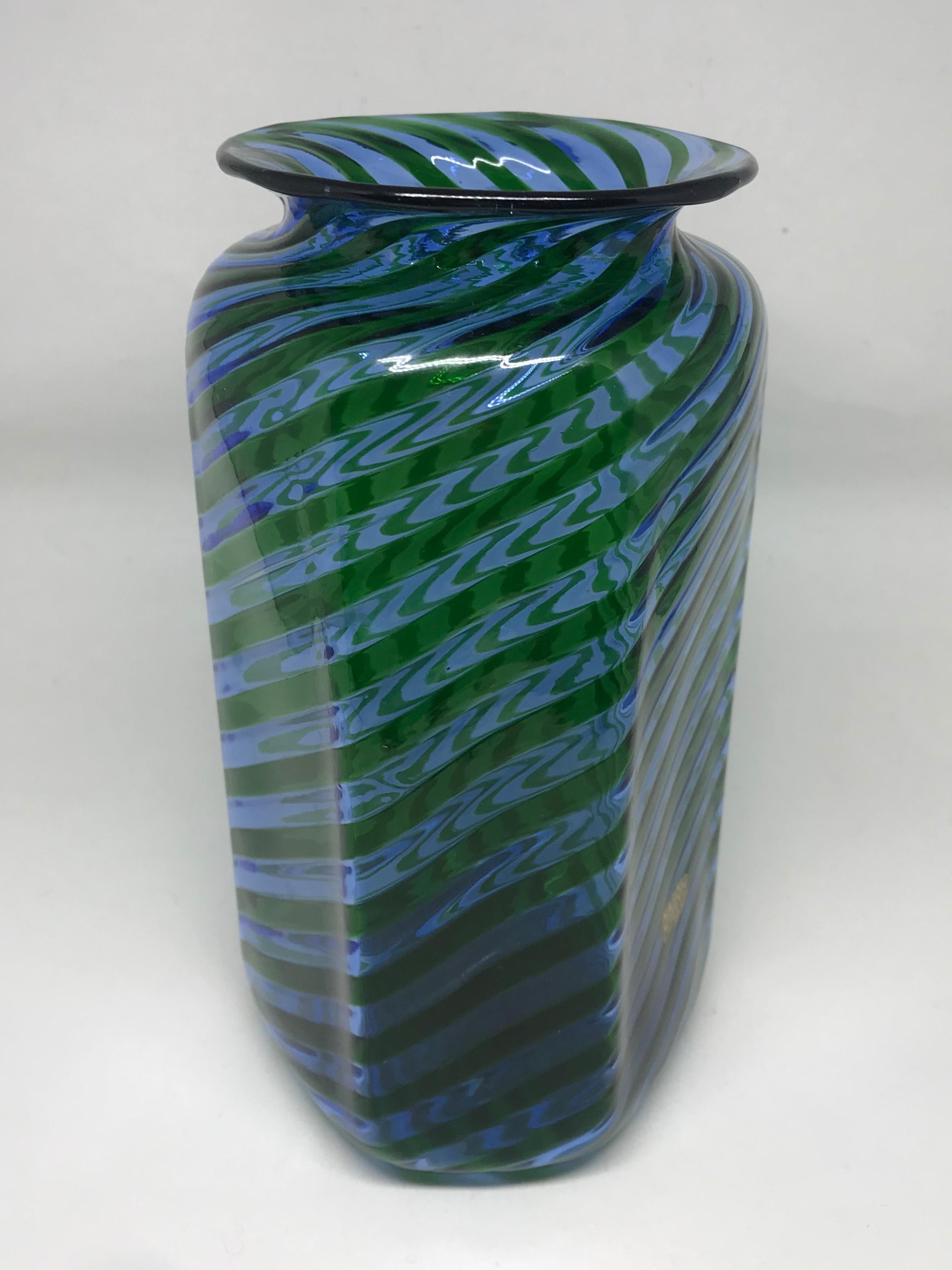 Mid-Century Modern Blue Green Nason Moretti Murano Vase