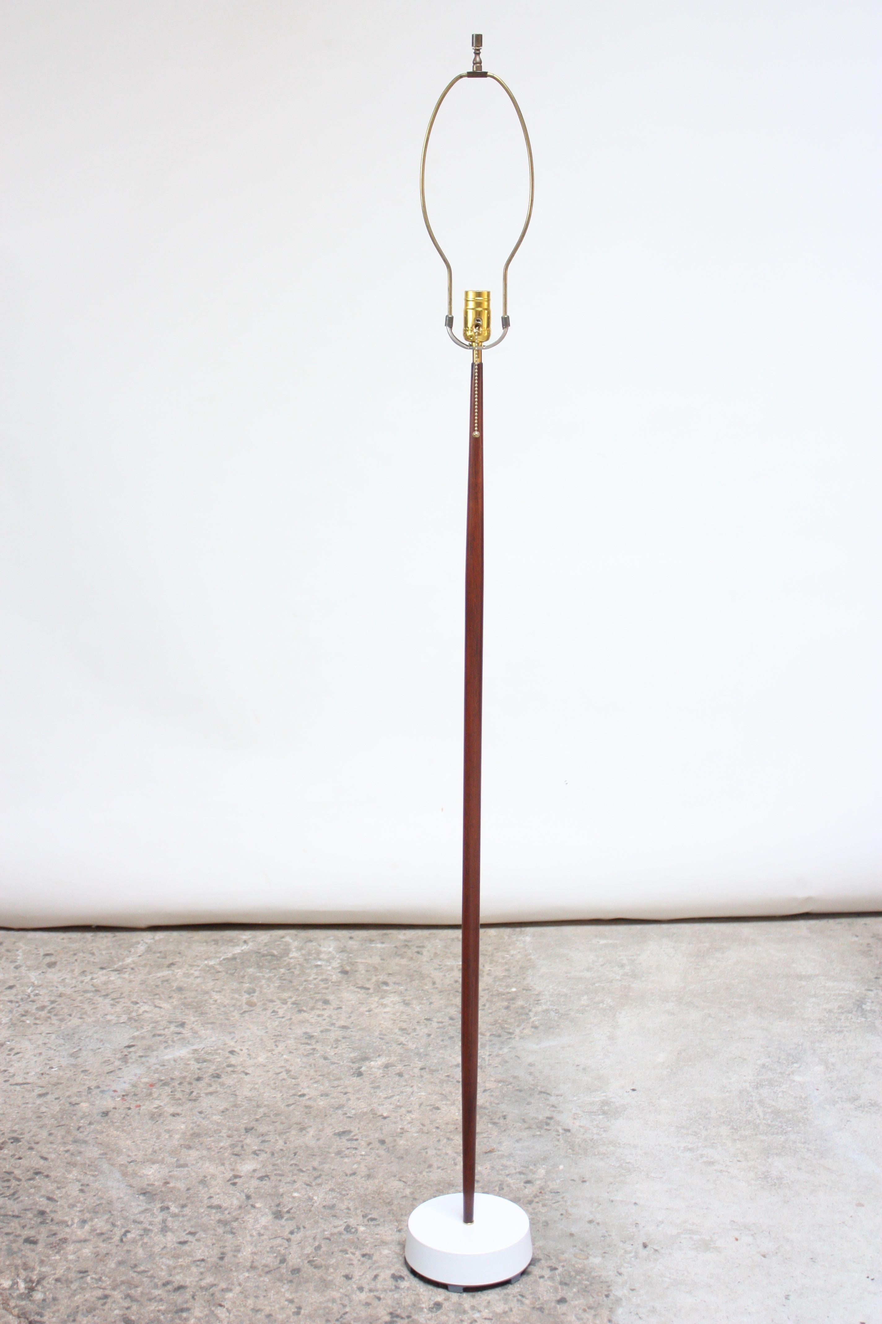 Mid-Century Modern Sculpted Scandinavian Modern Teak Floor Lamp with Octagonal Rope Shade