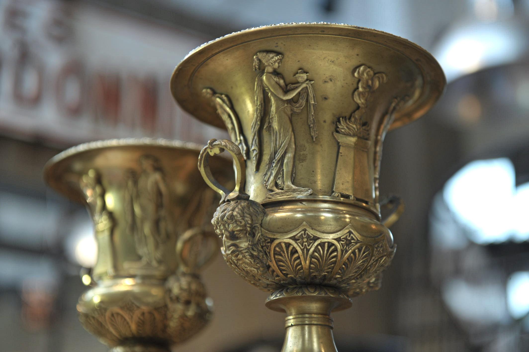 European Pair of French Empire Bronze and Marble, circa 1810