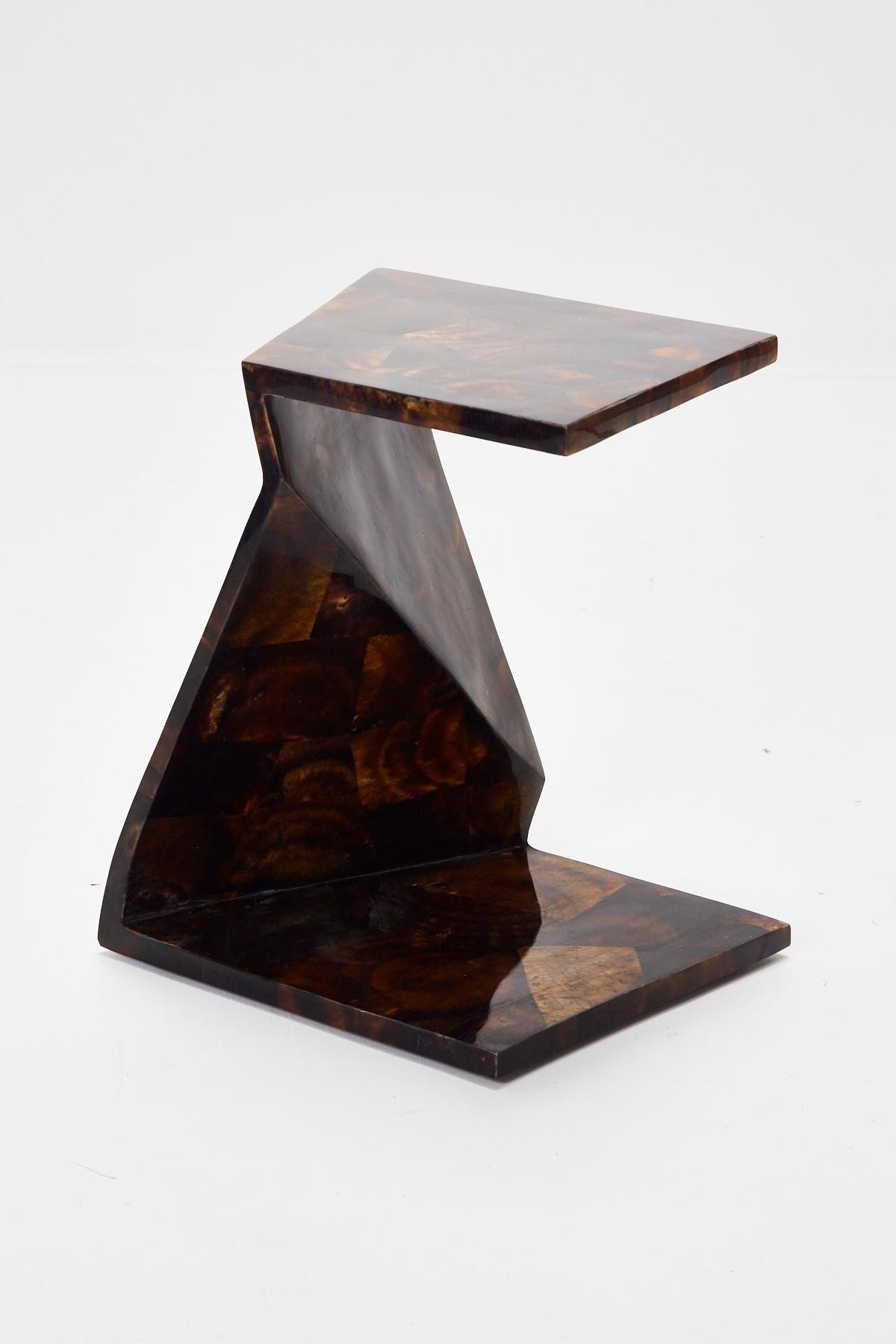 Post-Modern Zig Zag Side Tables or Coffee Table in Tessellated Young Pen Shell, 1990s