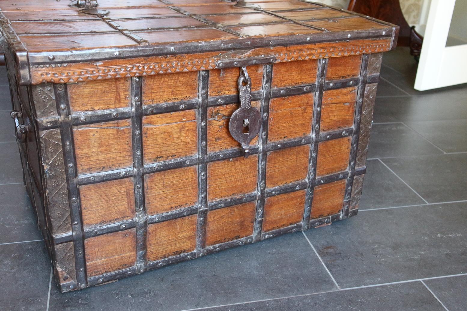 European 19th Century Anglo-Indian Small Teak Chest