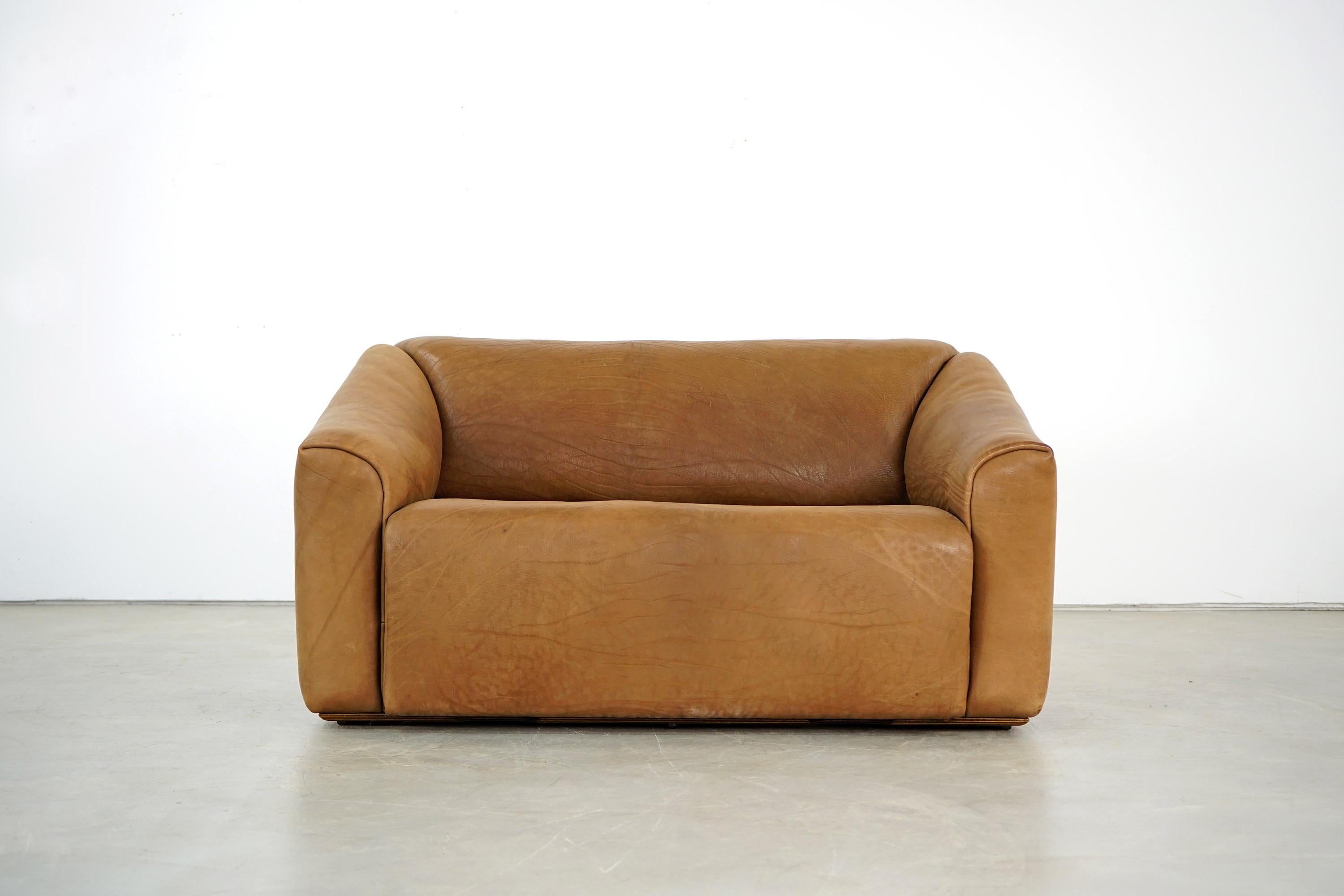 Mid-Century Modern Rustic Two-Seat Sofa and Ottoman Ds 47 by De Sede, 1960s