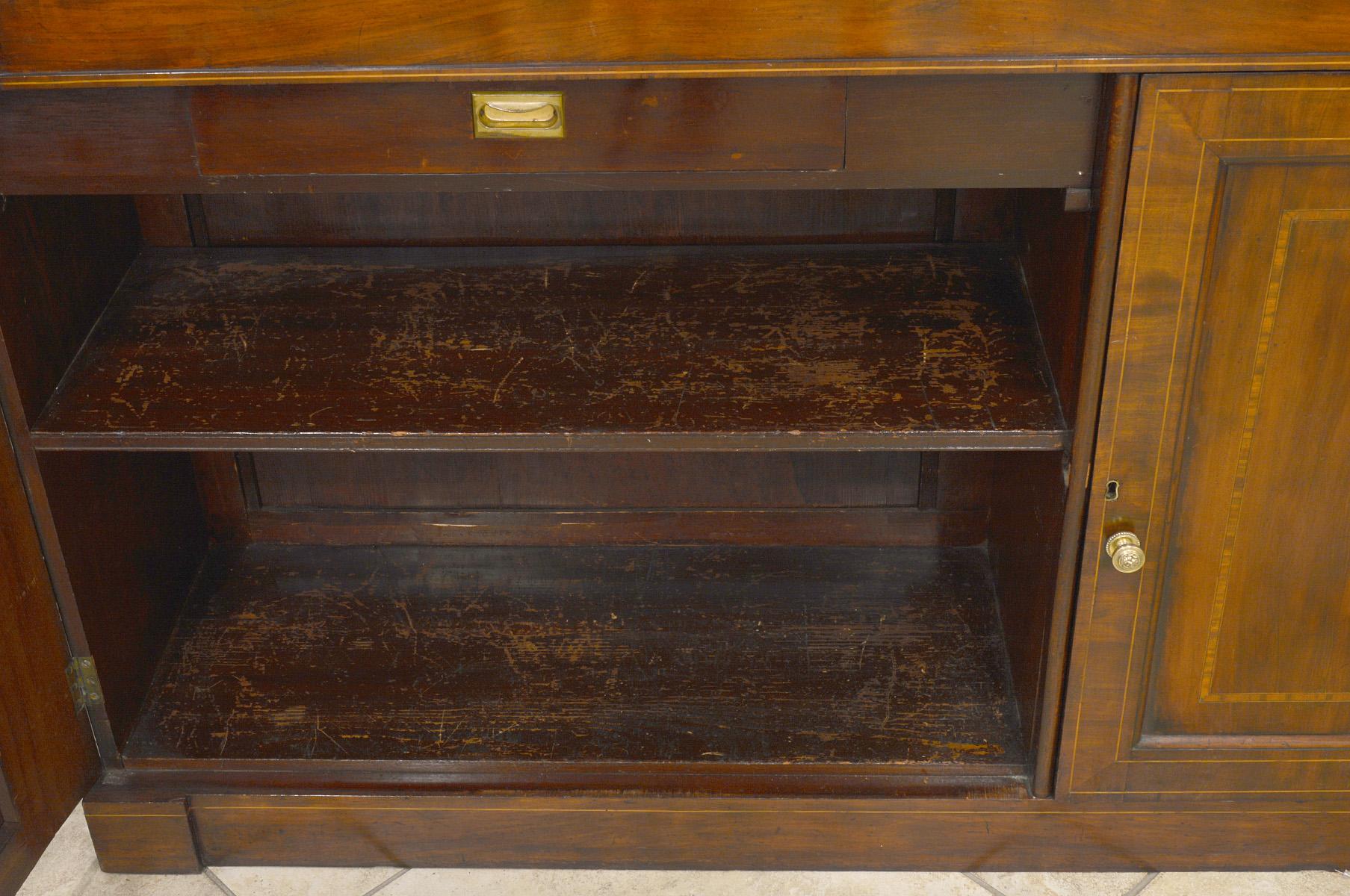 Fine English William IV Mahogany Library Bookcase with Double Arch Glazed Doors In Good Condition In Ft. Lauderdale, FL