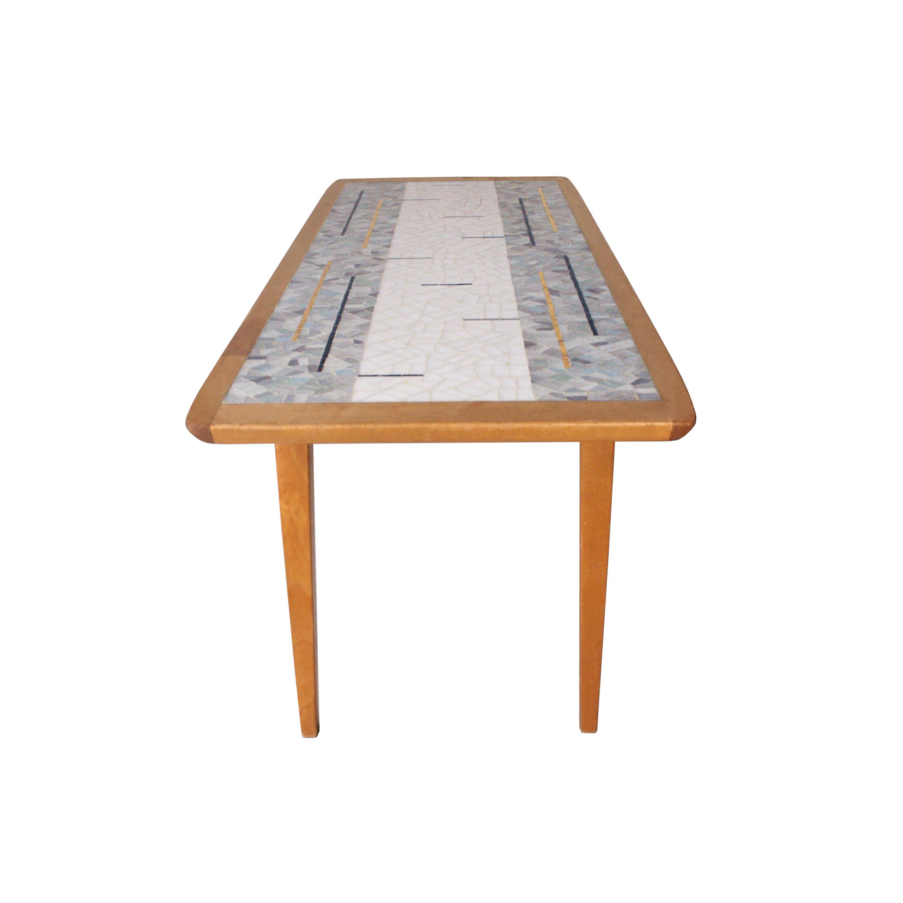 French Mid-Century Modern Center Table with Glass Tiles. France, 1960