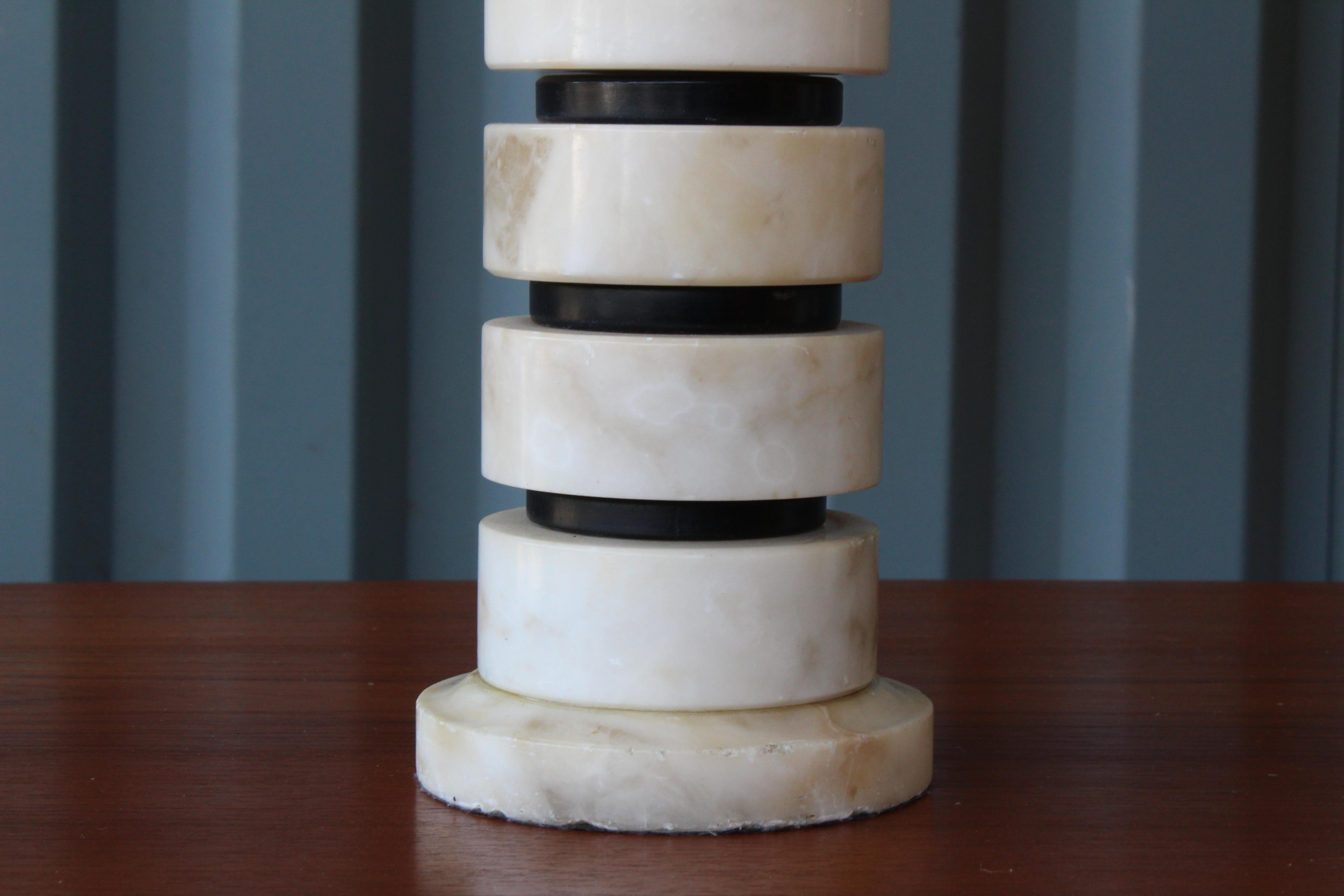 Mid-Century Modern Stacked Marble Table Lamps, Italy, 1960s. Sold Individually.