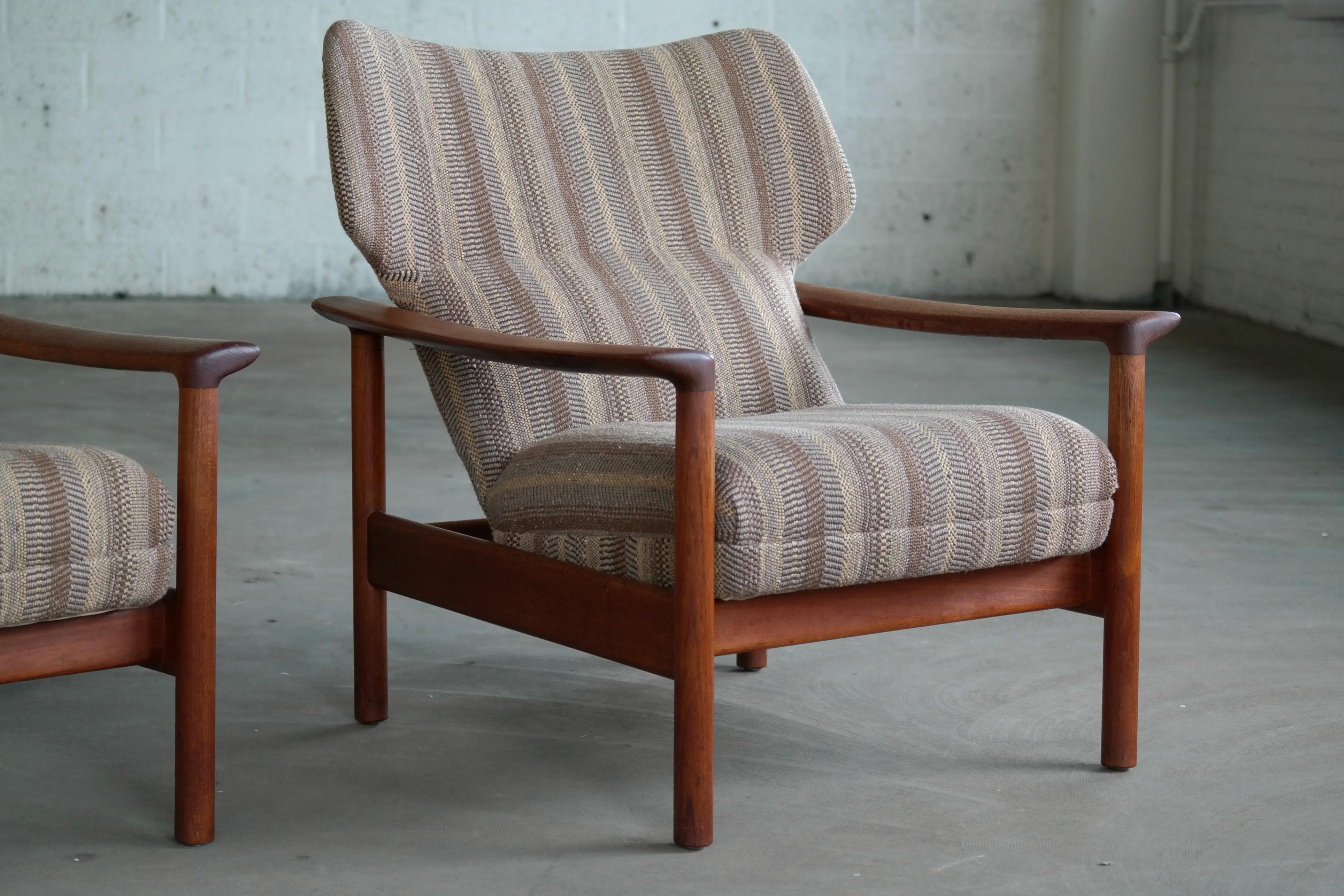 Mid-Century Modern Pair of Danish Midcentury Easy Chairs in Teak