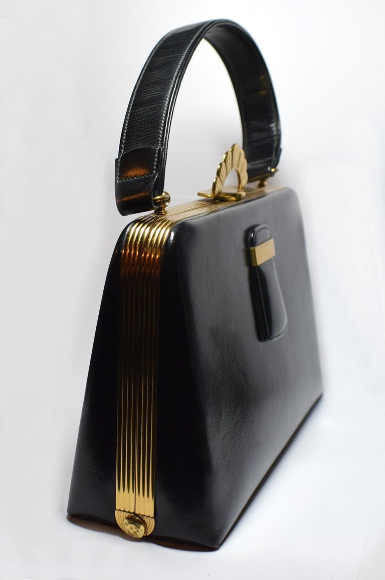 Art Deco Evans Elegance Handbag in Black Leather at 1stDibs