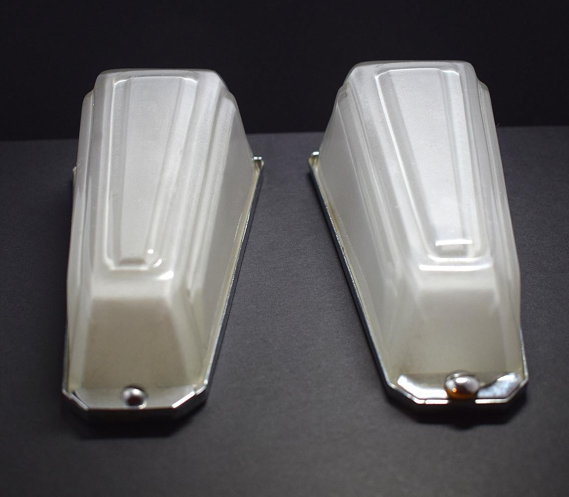 English Pair of Art Deco Conical Wall Light Sconces