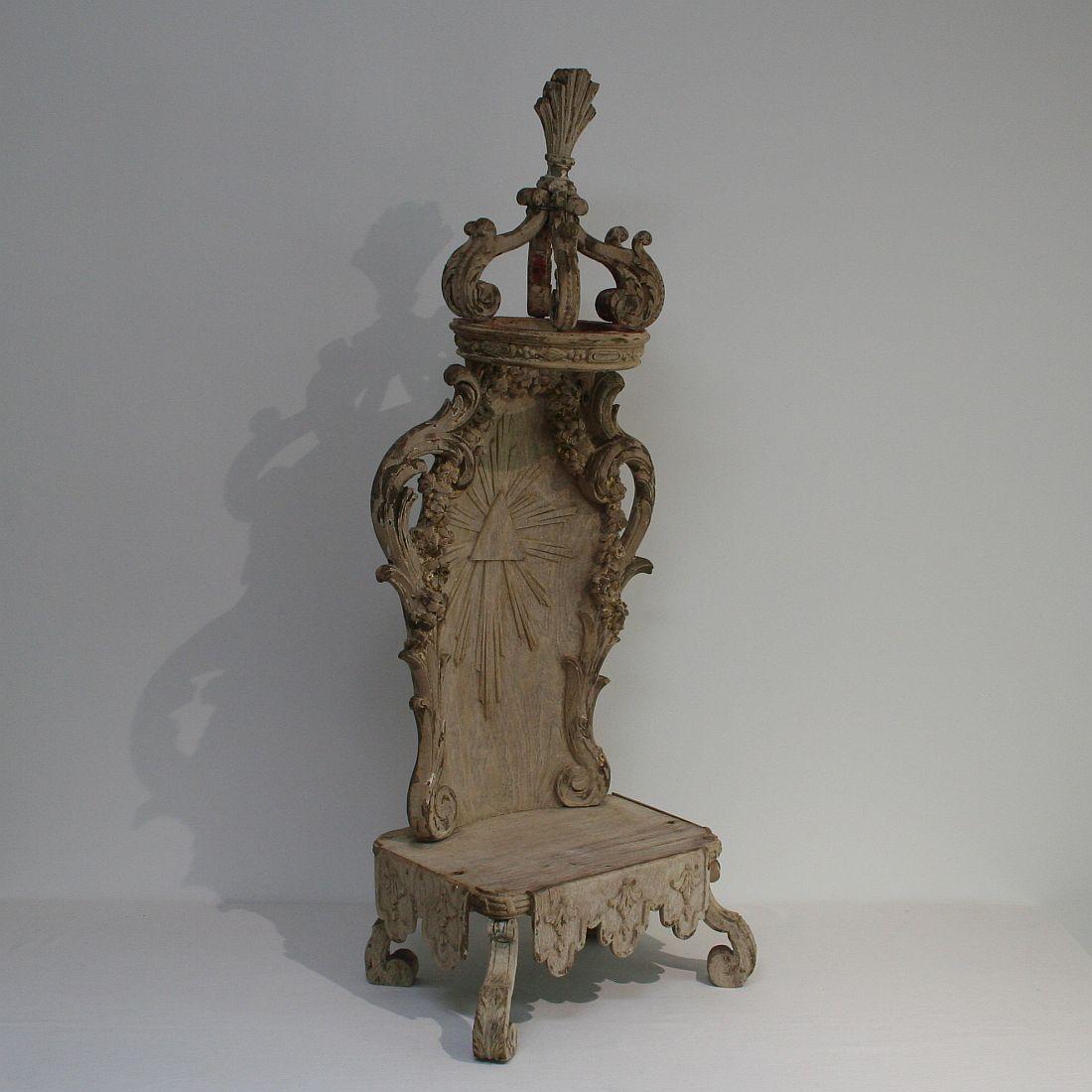 Hand-Carved French 18th Century Weathered Oak Baroque Altar