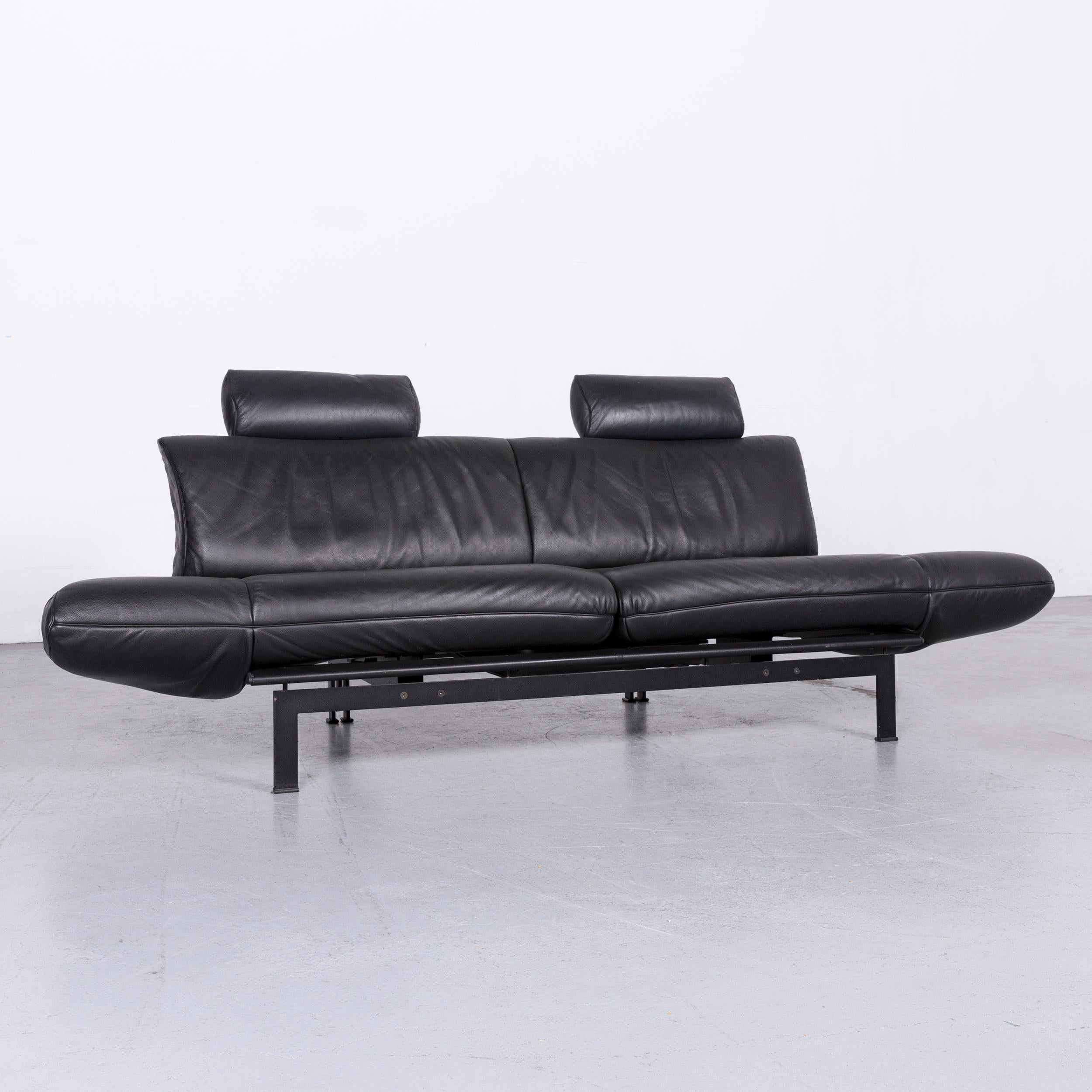 German De Sede Ds 140 Designer Leather Sofa Black Three-Seat Function Modern For Sale