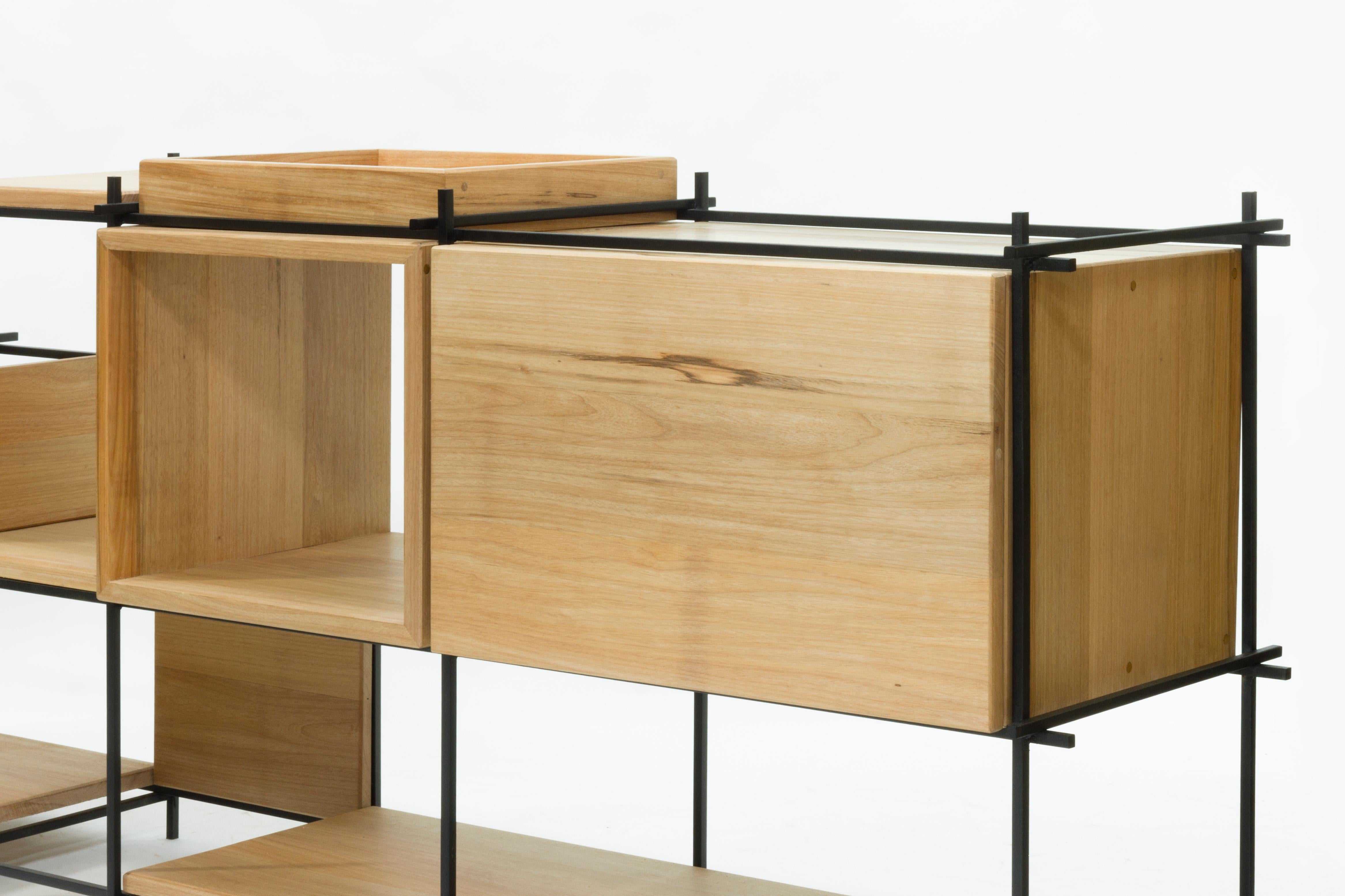 Sideboard in Hardwood and Steel, Brazilian Contemporary Design by O Formigueiro In New Condition For Sale In Rio de Janeiro, RJ