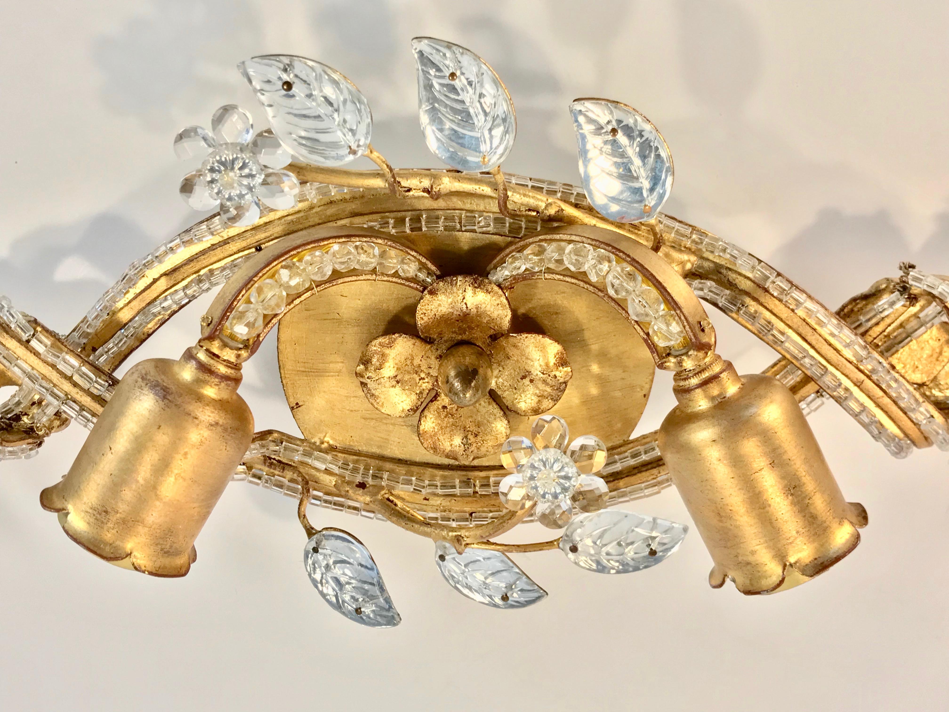 Italian Gilt Metal Two-Light Wall Sconce in the Manner of Maison Bagués In Good Condition For Sale In Dallas, TX