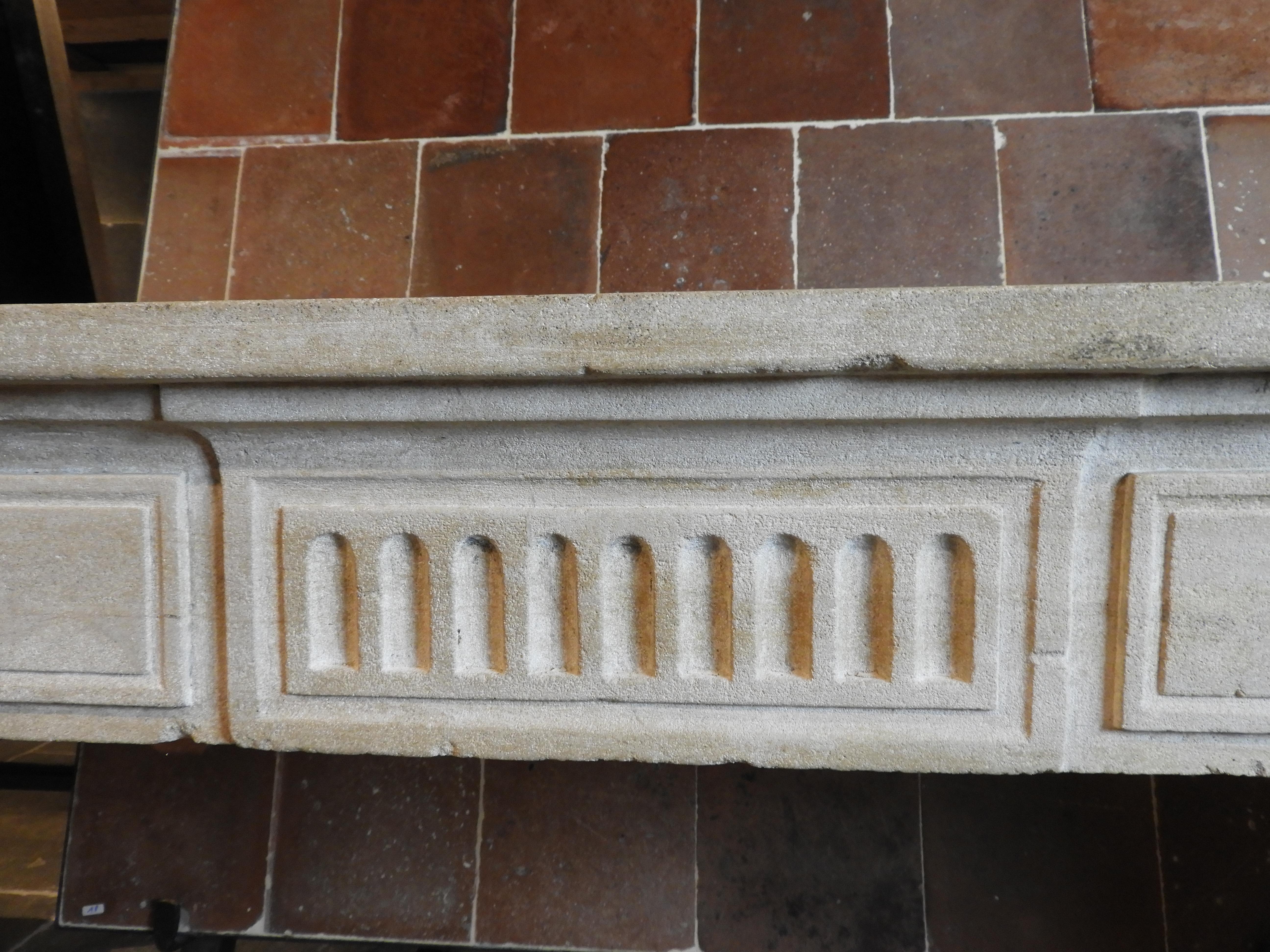Hand-Carved 19th Century Empire Fireplace in French Limestone