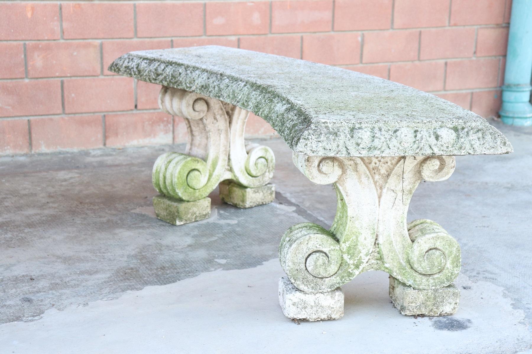 20th Century Italian Neoclassical Garden Table and Benches Set, Garden Ornament In Good Condition In Casale Monferrato, IT