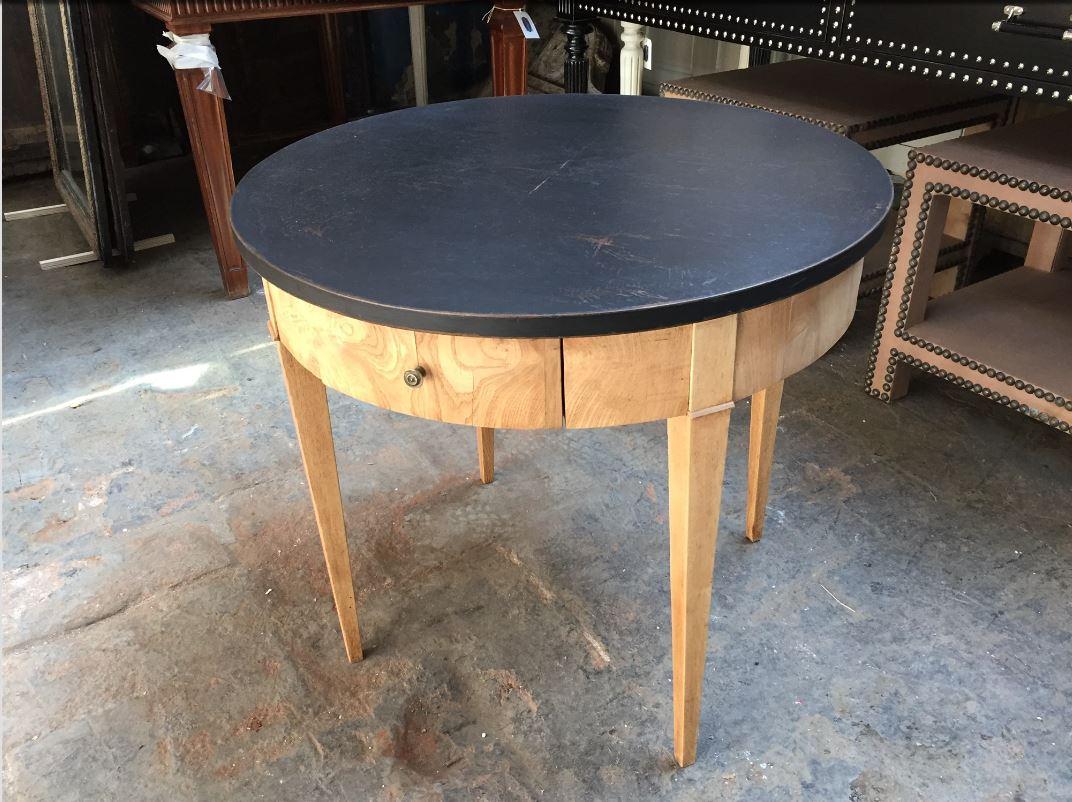 Italian Mid-Century Modern Oak Table with Black Lacquered Top from 1950s For Sale