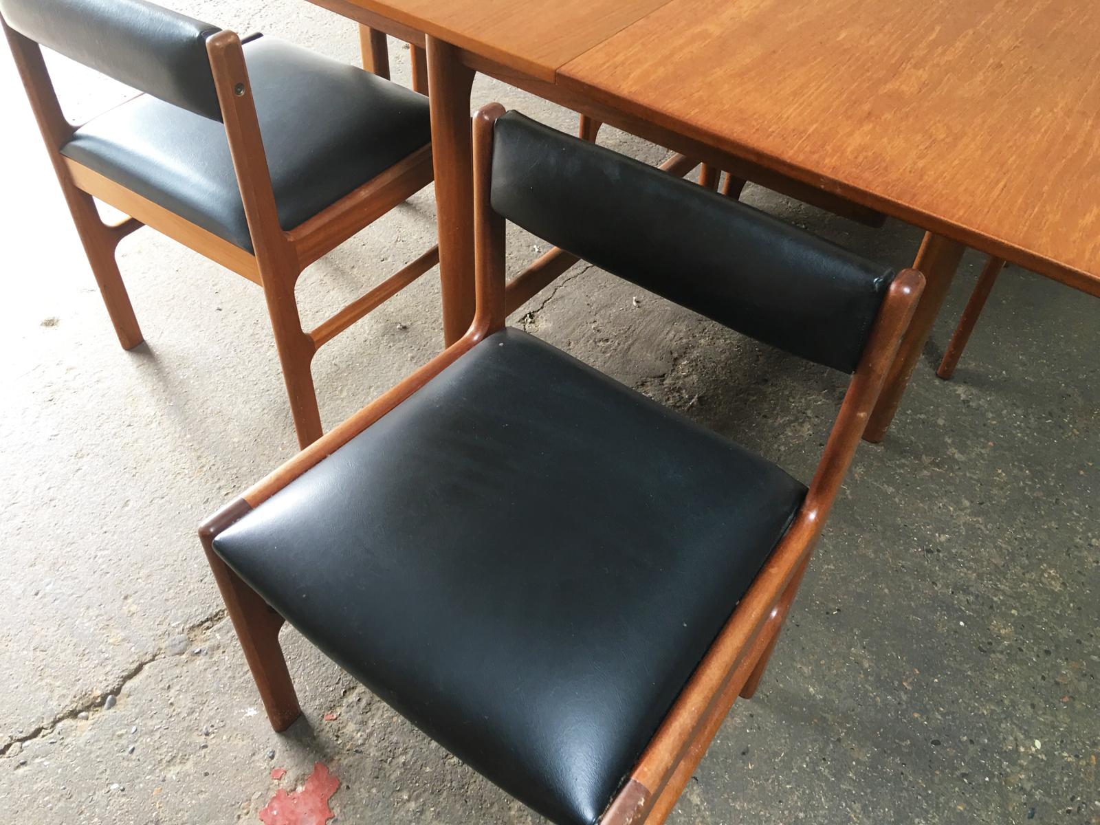 Mid-Century Modern 1970s Midcentury Extending Dining Table and Chair Set by McIntosh For Sale