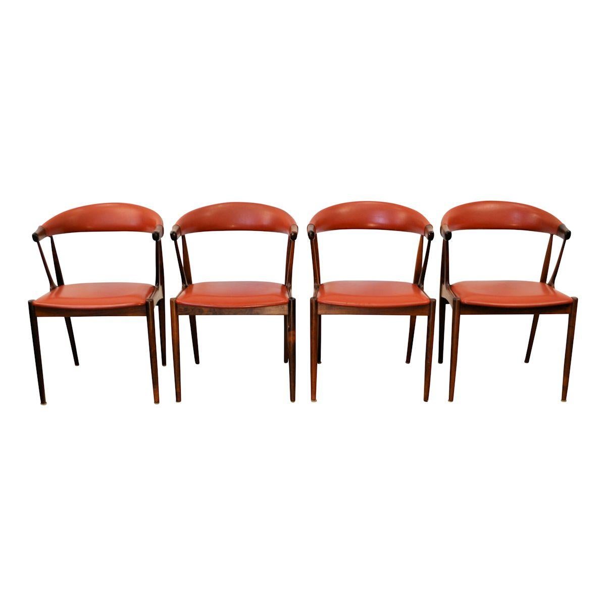 Mid-Century Modern Vintage Johannes Andersen Palisander Armrest Chairs, Set of Four