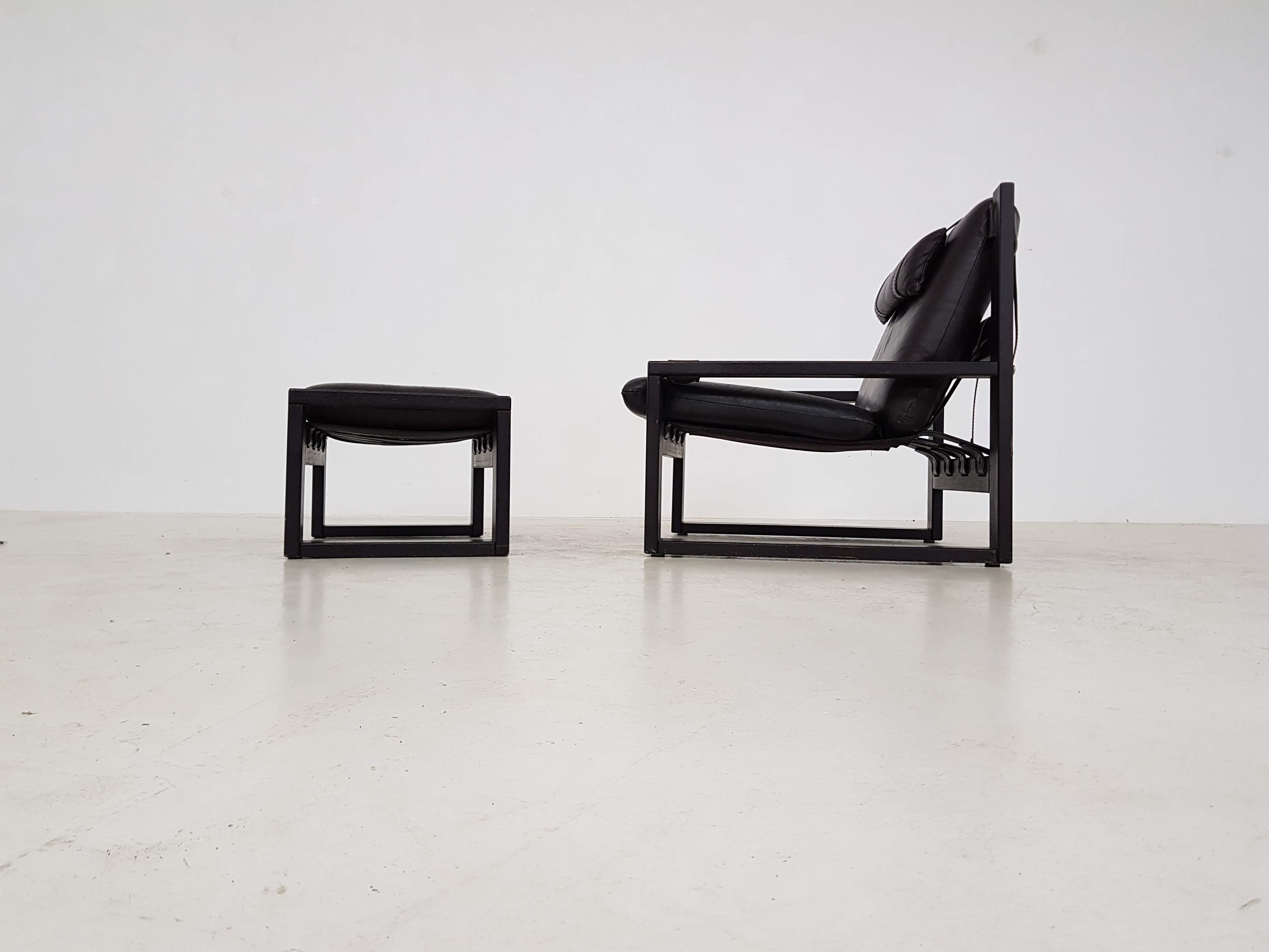 Brutalist Lounge Chair and Ottoman by Sonja Wasseur, Dutch Design, 1970s In Good Condition In Amsterdam, NL
