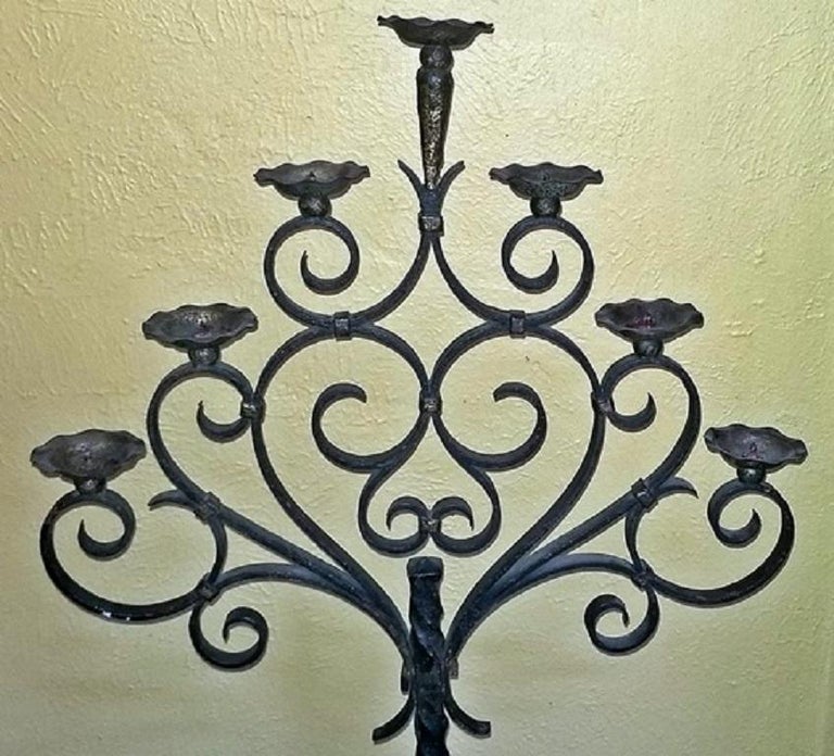 18th Century Spanish Cast Iron Floor Candelabra at 1stDibs