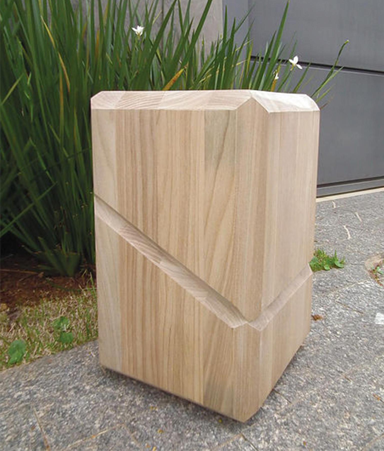 Modern Stonehenge Stool in Brazilian Solid Wood  by Atan Design For Sale