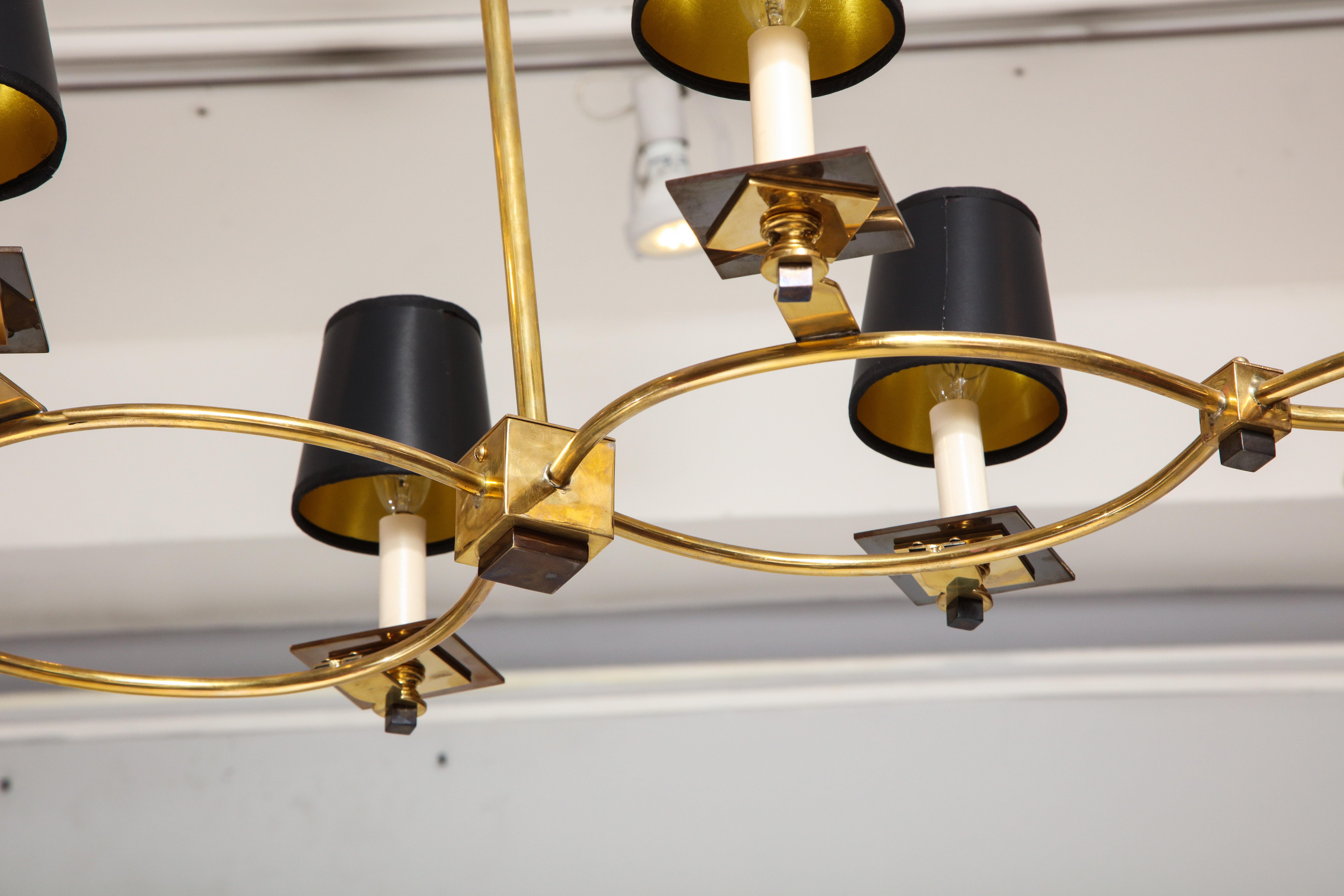 Custom Midcentury-Style Brass and Bronze Eight-Arm Fixture In New Condition For Sale In New York, NY