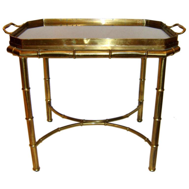 Bamboo Brass Coffee Table In Good Condition For Sale In New York, NY