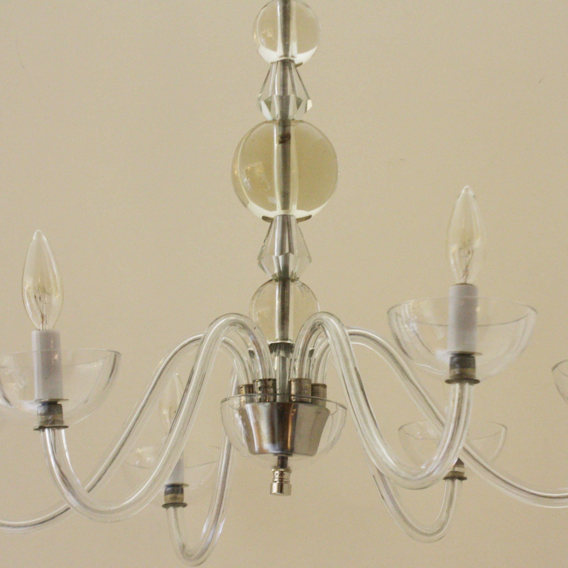 French Chandelier in the Style of Jacques Adnet, circa 1940 In Excellent Condition In Dallas, TX