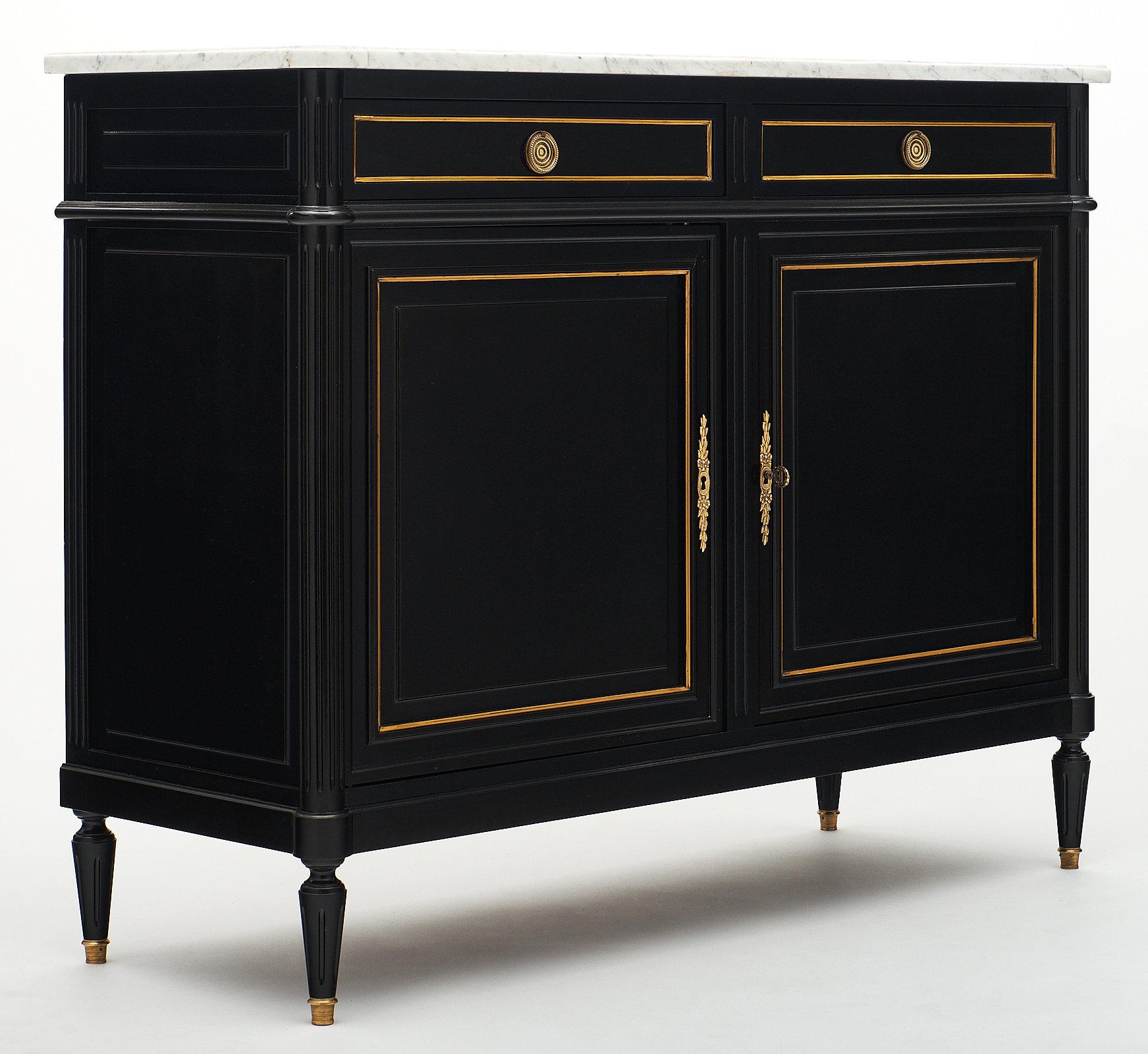 Louis XVI Antique Marble-Topped Two-Door French Buffet