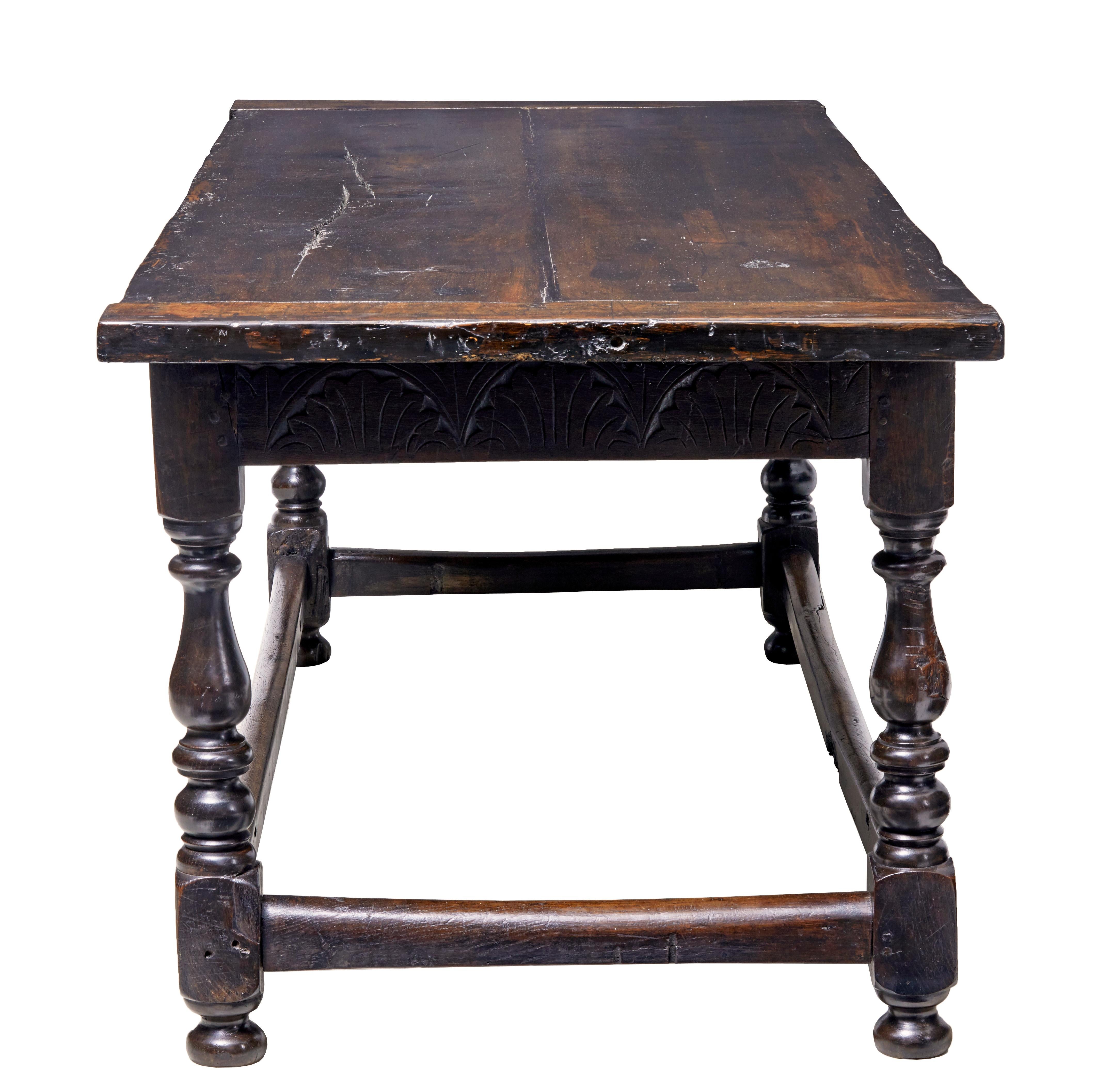 Gothic 19th Century Carved Oak Refectory Table