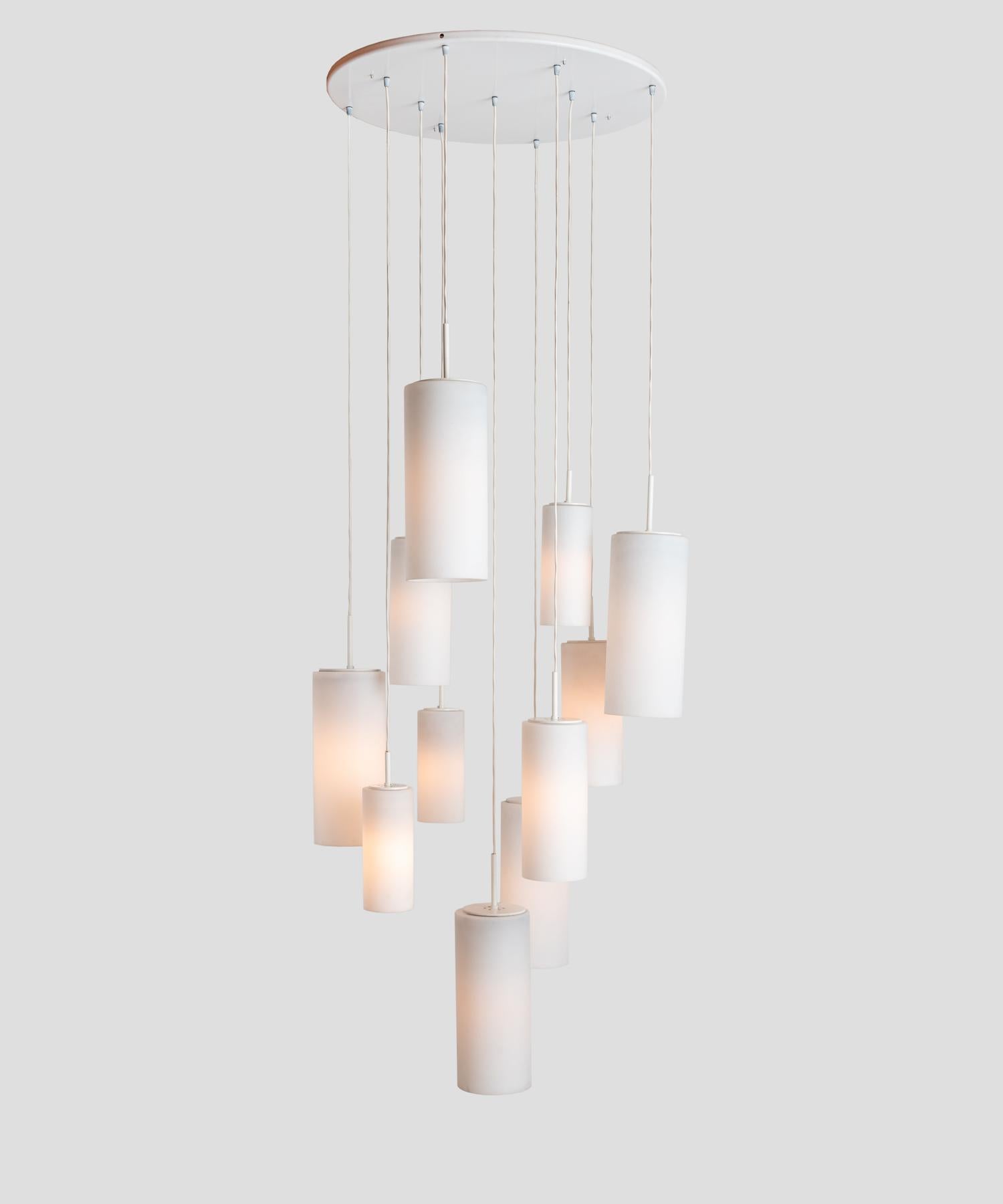 Mid-Century Modern Opaline Suspension Chandelier by Philips, Netherlands, circa 1960