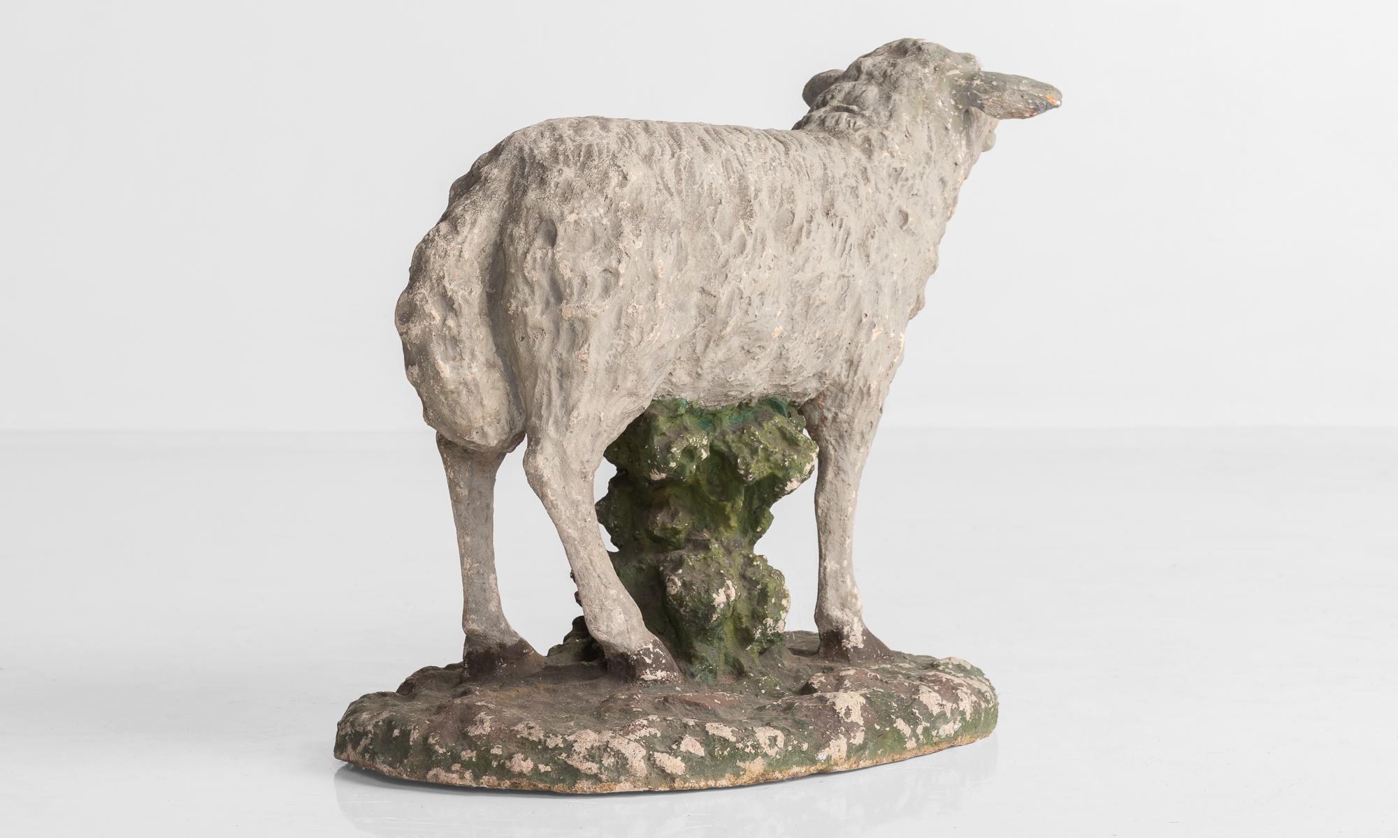 French Plaster Sculpture of Sheep, circa 1950