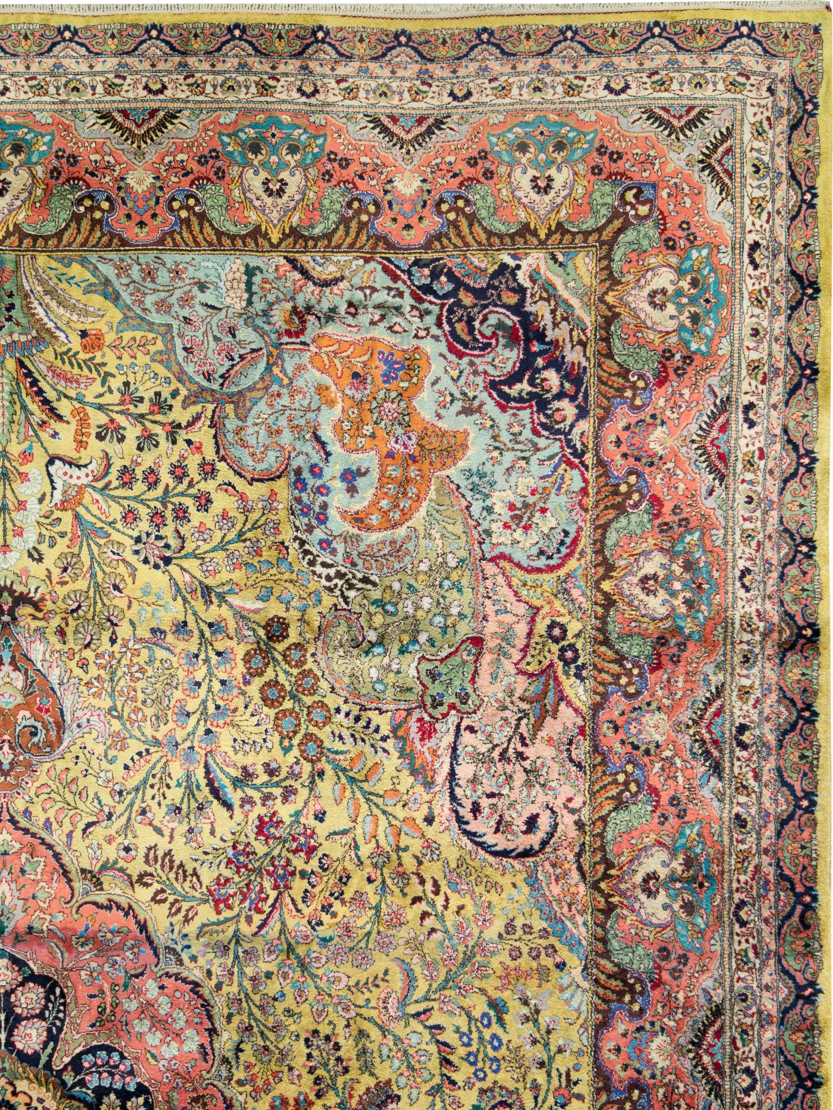 Tabriz Vintage Persian Qum Silk Carpet