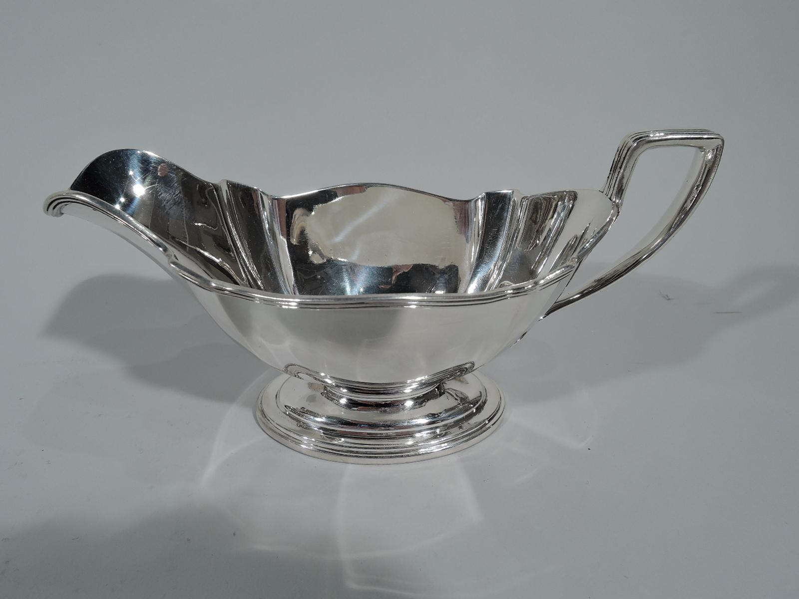 Art Deco Gorham Sterling Silver Sauce Boat on Stand in Plymouth Pattern