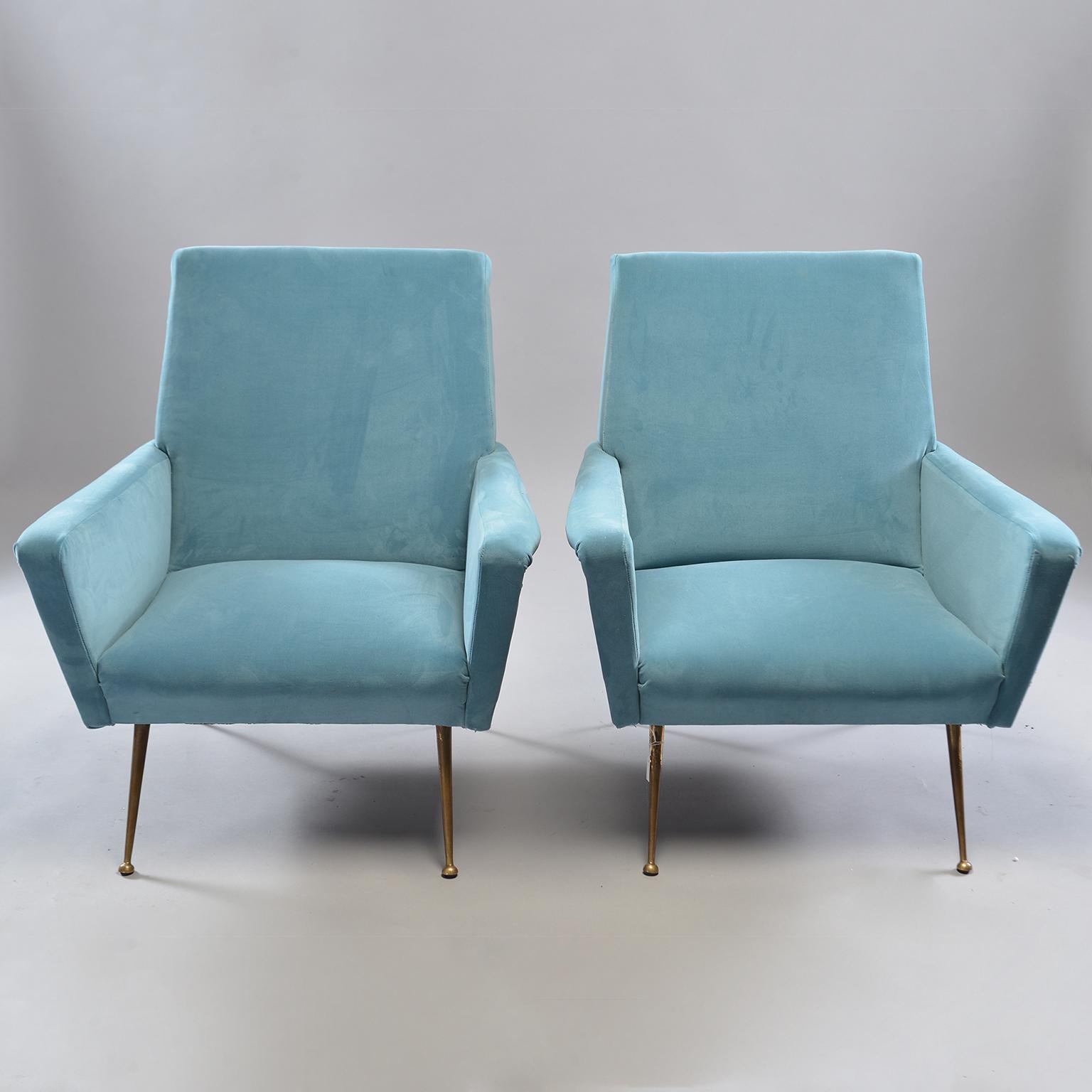 Mid-Century Modern Pair of Midcentury Italian Armchairs with New Upholstery